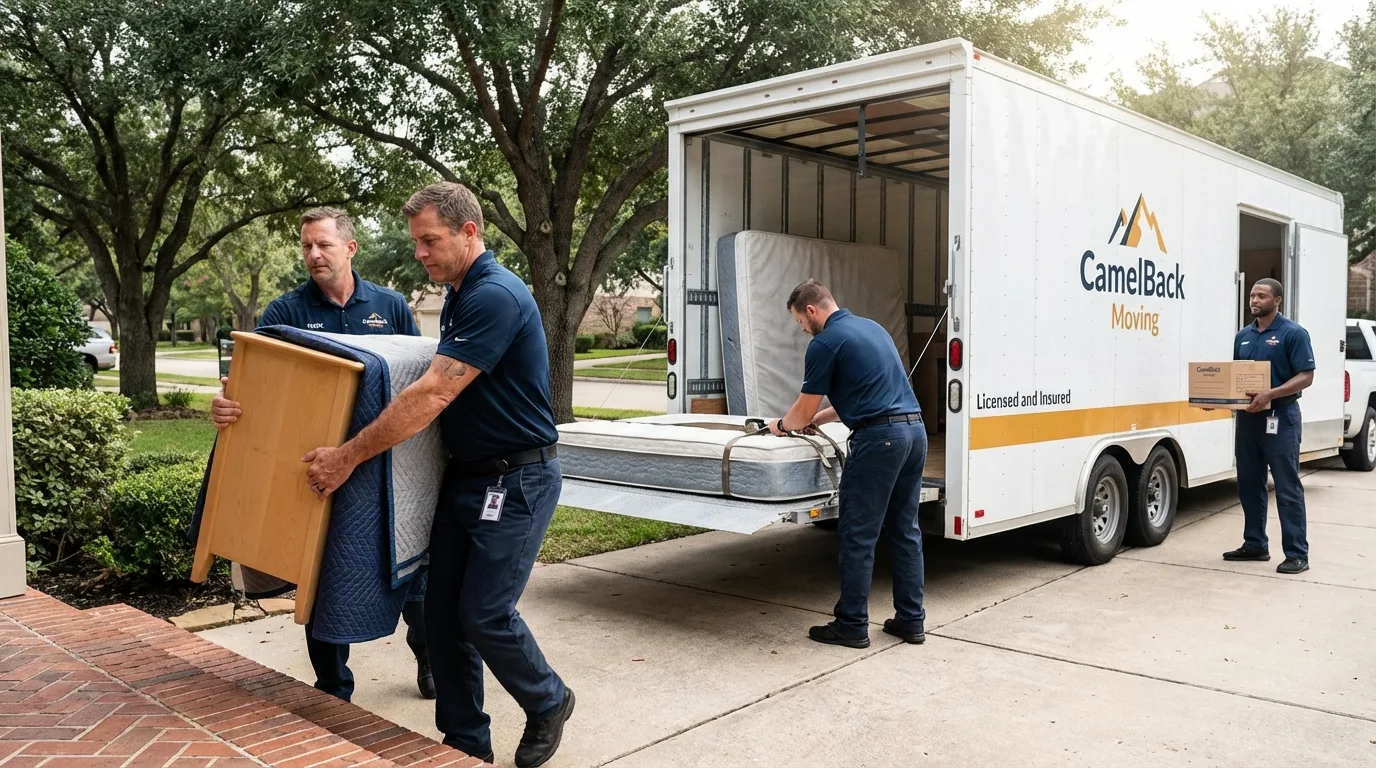 Crew loading residential truck for cross-state move from Columbus, MT