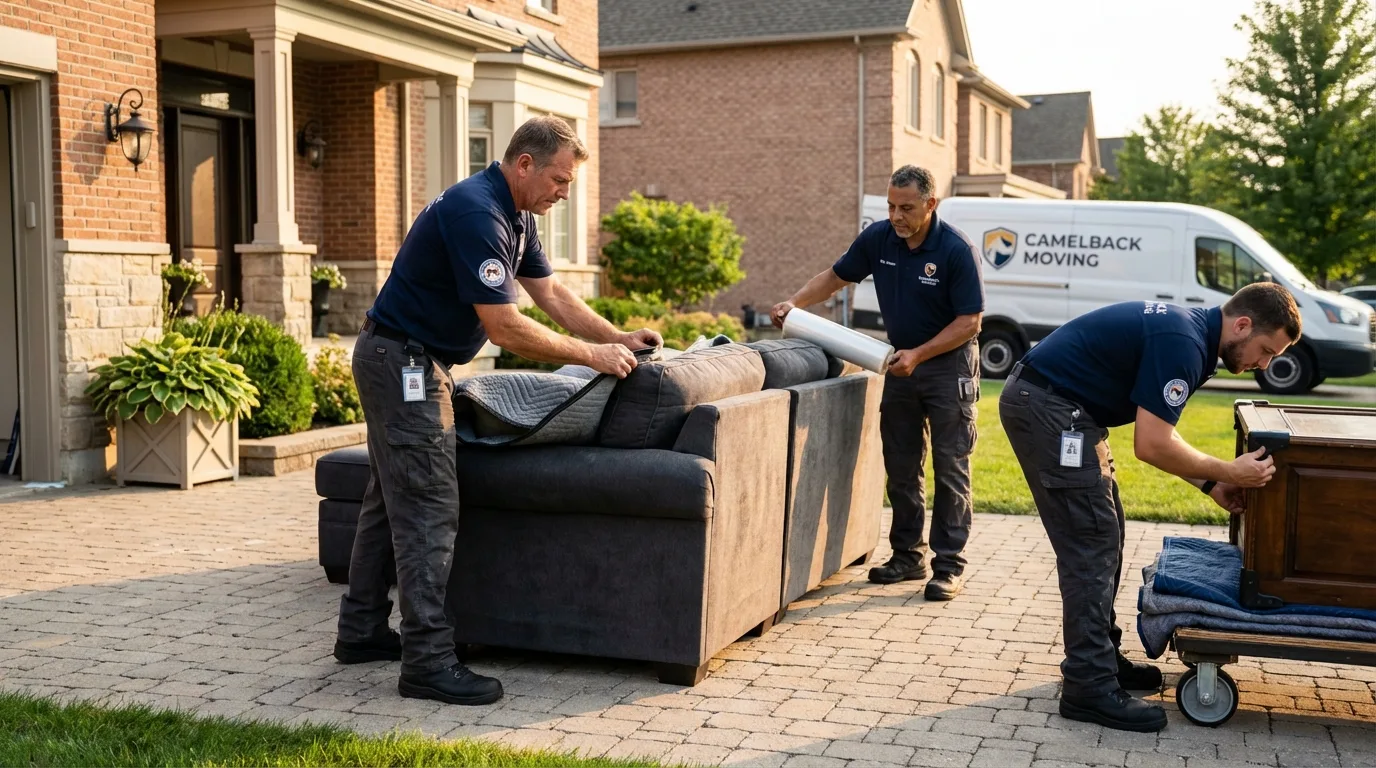 Large estate moving crew wrapping furniture in Columbus, MT