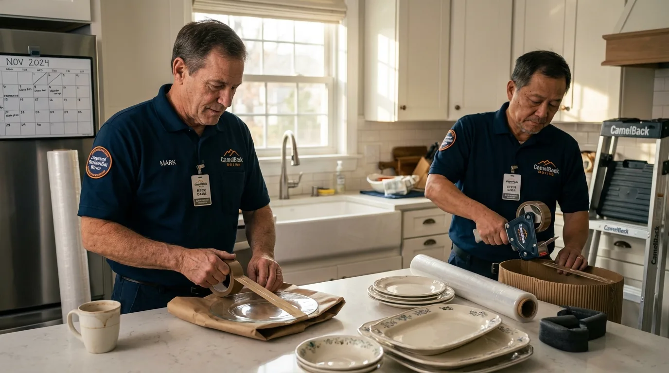 Professional crew packing kitchen dishware in Columbus, MT